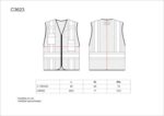 Chaleco de alta visibilidad rejilla, cintas reflectantes bicolores verticales y horizontales con abertura trasera para arnés