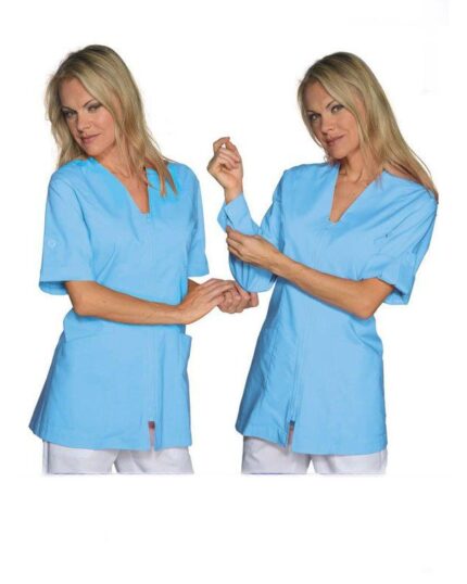 Casaca celeste modelo Benidorm para mujer Isacco - Ropa de trabajo cómoda y profesional para diversos sectores