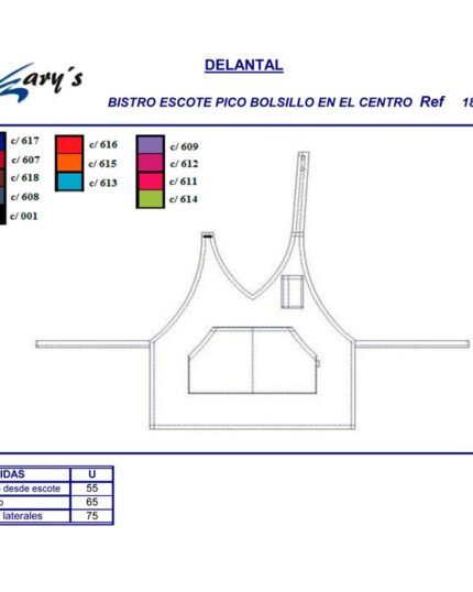 Delantal Bistro Casulla Con Bolsillo Tejido 100% Poliéster Barata