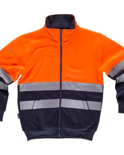 Sudadera de alta visibilidad con cierre de cremallera Workteam modelo C9037 - Ropa de trabajo segura y funcional para condiciones de baja visibilidad