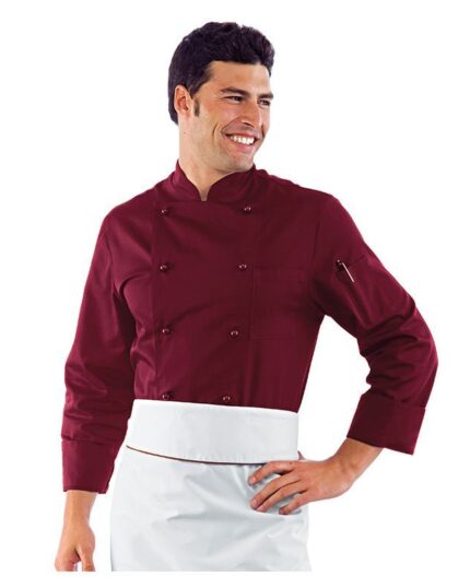 Casaca de cocinero burdeos clásica hombre