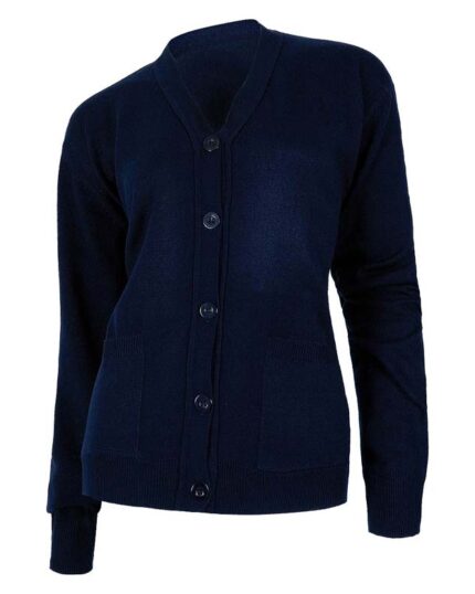 Chaqueta de punto mujer laboral cierre botones azul marino