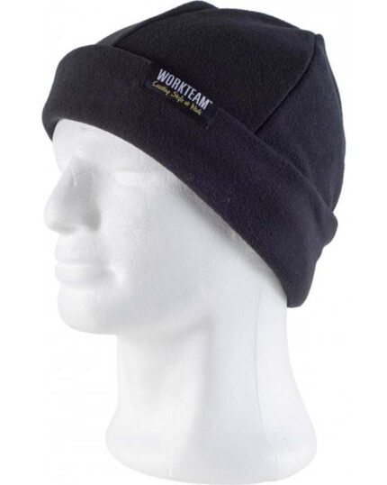 Gorro polar negro con vuelta en el bajo Uso Laboral Barato