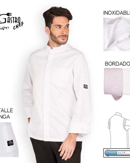 Chaqueta Cocina Transpirable Fácil Planchado 100% Algodón Egipcio 9322