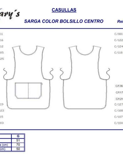 delantal casulla estola uniforme pastelerías, floristerías y comercio
