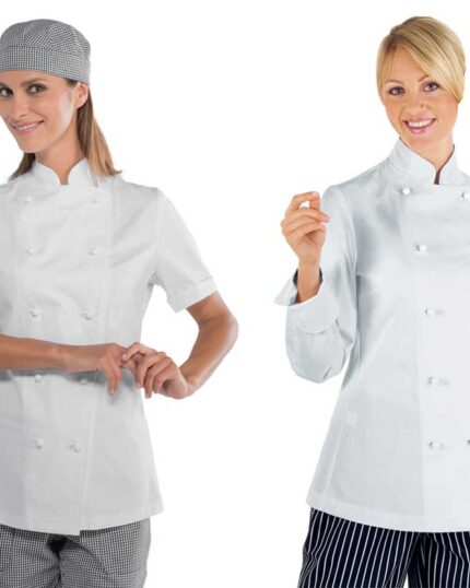 chaqueta blanca chef mujer clasica