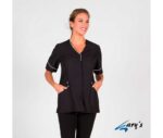 Casaca para mujer Gary's modelo 6358 con cinta y detalles a contraste de manga corta - Ideal para peluquería y spa