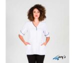 Casaca para mujer Gary's modelo 6358 con cinta y detalles a contraste de manga corta - Ideal para peluquería y spa