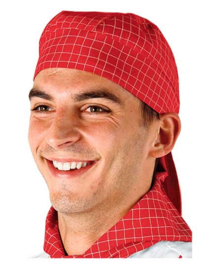 Bandana cocinero estampada con cuadros rojo y blanco Denver Isacco