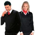 Jersey de Punto Unisex Negro Cuello Pico