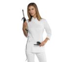 bata farmacia cuello mao mujer