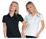 Polo ajustado para mujer Isacco modelo para trabajar en blanco o negro - Ropa laboral elegante y cómoda