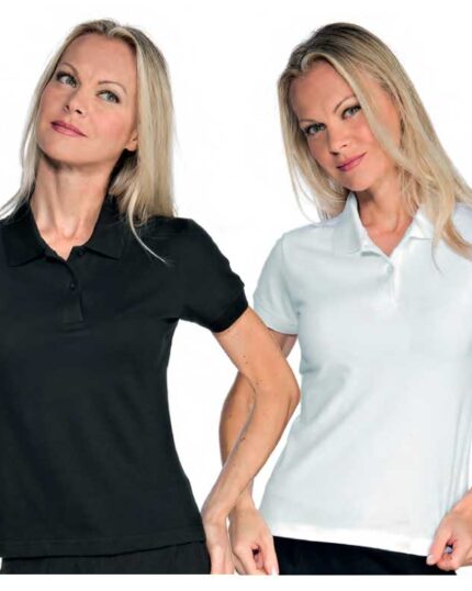 Polo ajustado para mujer Isacco modelo para trabajar en blanco o negro - Ropa laboral elegante y cómoda
