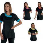 Casaca sanitaria original y moderna manga corta diseño elegante mujer
