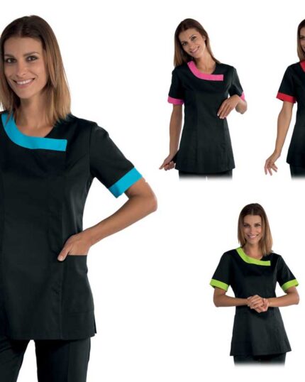 Casaca sanitaria original y moderna manga corta diseño elegante mujer