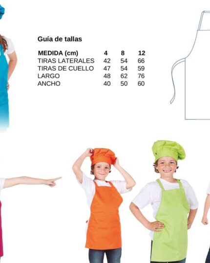 delantal cocina infantil colores cocinero chef niños y niñas blanco