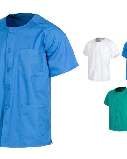 casaca sanidad cuello redondo con botones azul, blanca o verde