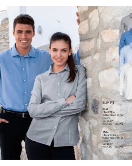 Camisa de trabajo hombre mujer en manga larga Oxford GARYS 2952