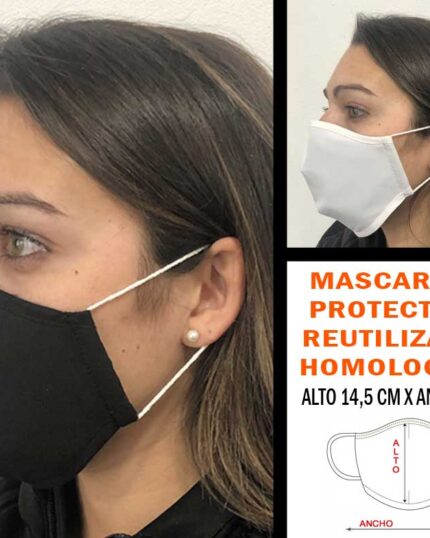mascarilla protección reutilizable textil lavable reutilizable covid-19 homologada