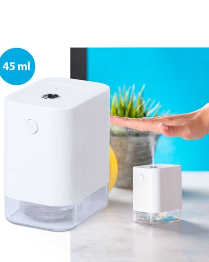 Dispensador automático de alcohol para higiene y limpieza de la piel, con sensor de movimiento de infrarrojos y led indicador.