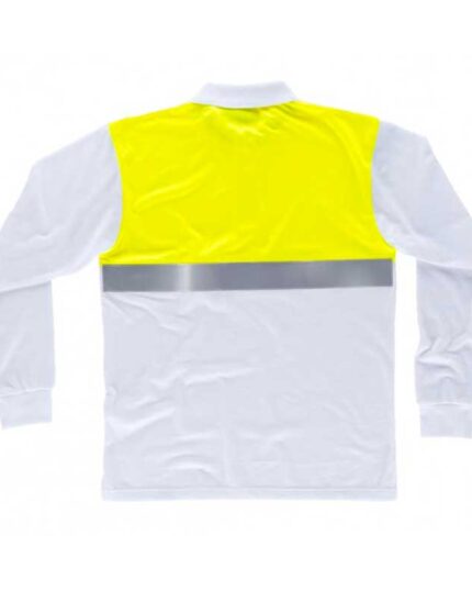 Polo de alta visibilidad, de manga larga, unisex, confeccionado en tejido piqué con propiedades antibacterianas, 100% algodón.