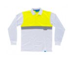 Polo de alta visibilidad, de manga larga, unisex, confeccionado en tejido piqué con propiedades antibacterianas, 100% algodón.