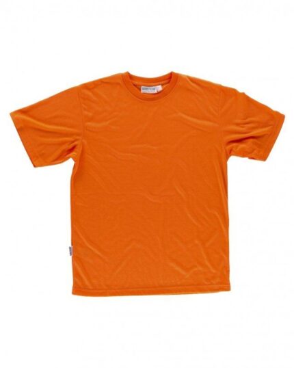 Camiseta de Trabajo Manga Corta naranja Alta Visibilidad Tacto Algodón Workteam C6010