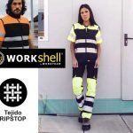 chaleco trabajo reflectante alta visibilidad tejido Ripstop naranja
