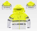 Chaqueta trabajo Softshell reflectante blanco amarillo