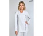 Chaqueta laboral de microfibra blanca con cremallera dorada - Dyneke