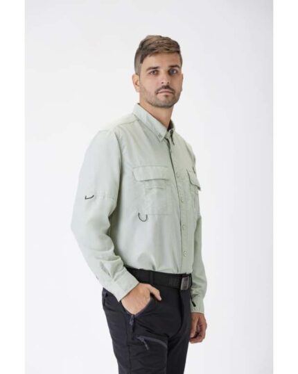 B8500 Camisa Safari manga larga multibolsillos.
