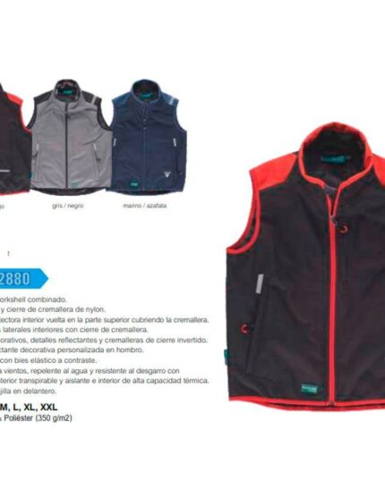 Chaleco Softshell corta vientos Uniformes Workteam WF2880