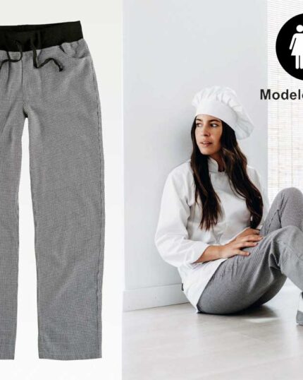 Pantalón de cocina de cuadros en tejido de pata de gallo clásica