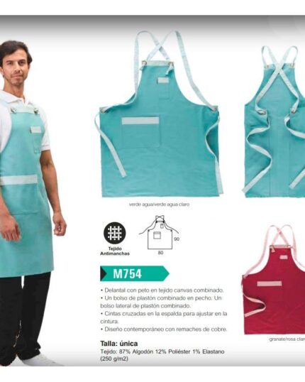 Delantal con peto antimanchas cocina, hostelería o comercio