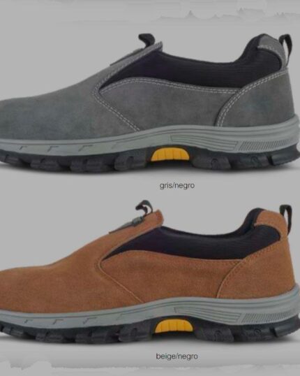 Zapatos de seguridad metal free. Zapato de serraje sin cordones libre de metal