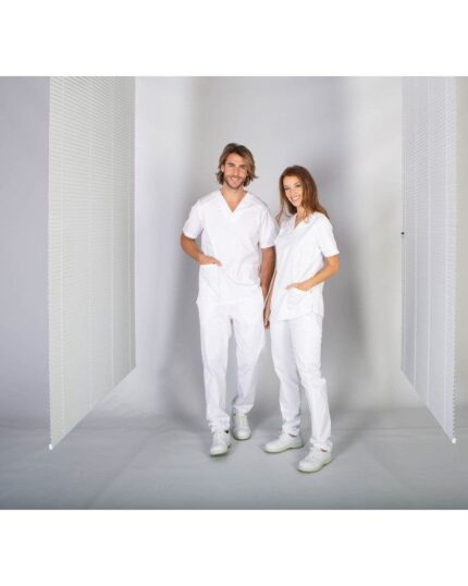 Uniforme sanitario barato blanco para hombre y mujer
