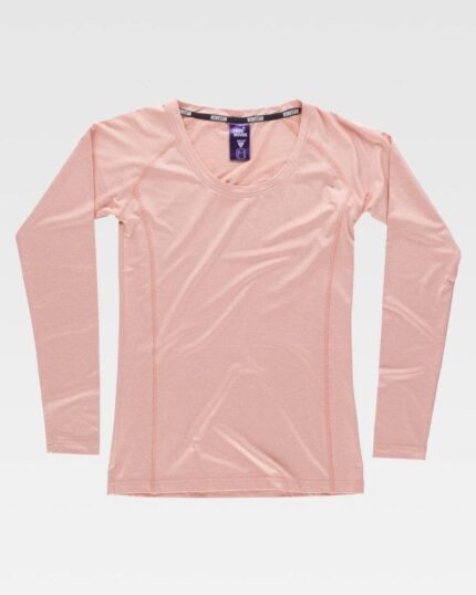 Camiseta de trabajo cómoda para mujer de tejido elástico