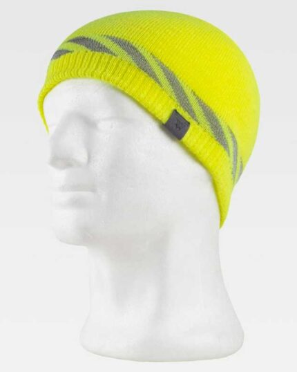 Gorras de trabajo de punto en alta visibilidad con líneas discontinuas