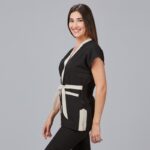 Casaca de estética mujer Loto X.Linen negra- Gary's