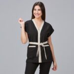 Casaca de estética mujer Loto X.Linen negra- Gary's