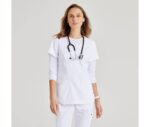 Blusa médica con escote en V curvo y tres bolsillos Carly Anatomía de Grey™ de Barco Spandex Stretch