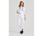 Blusa médica con escote en V curvo y tres bolsillos Carly Anatomía de Grey™ de Barco Spandex Stretch