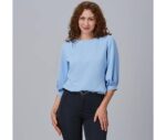 Blusa Gary's para chica de media manga modelo Rosanna 240006 color celeste - Prenda cómoda y elegante para trabajo