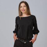 Blusa Gary's para chica de media manga modelo Rosanna 240006 color celeste - Prenda cómoda y elegante para trabajo