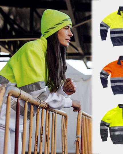 Sudadera de trabajo reflectante con media cremallera