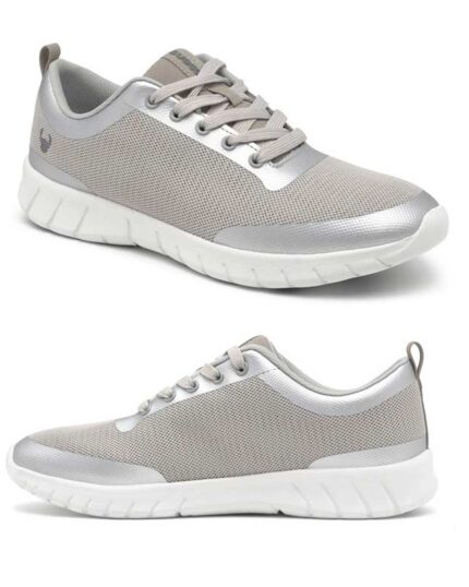 Zapatillas cómodas de trabajo antideslizantes Suecos ALMA SILVER