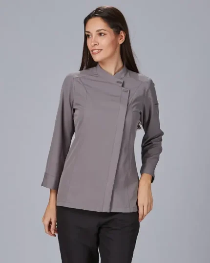 930047 chaqueta cocinera manga larga gris