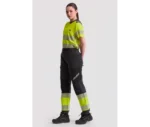 Pantalón elástico de alta visibilidad con reflectantes unisex C3555, pantalón negro de alta visibilidad.