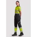 Pantalón elástico de alta visibilidad con reflectantes unisex C3555, pantalón negro de alta visibilidad.