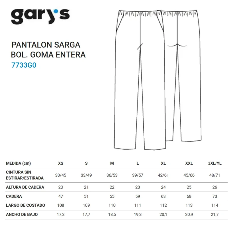 pantalon sanitario sarga 7733G 772G 773G